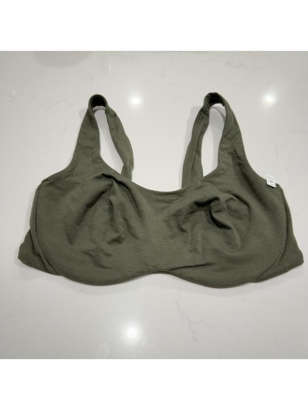 Victoria's Secret PINK Olive Green Cotton Unlined Scoop Bra Size XL